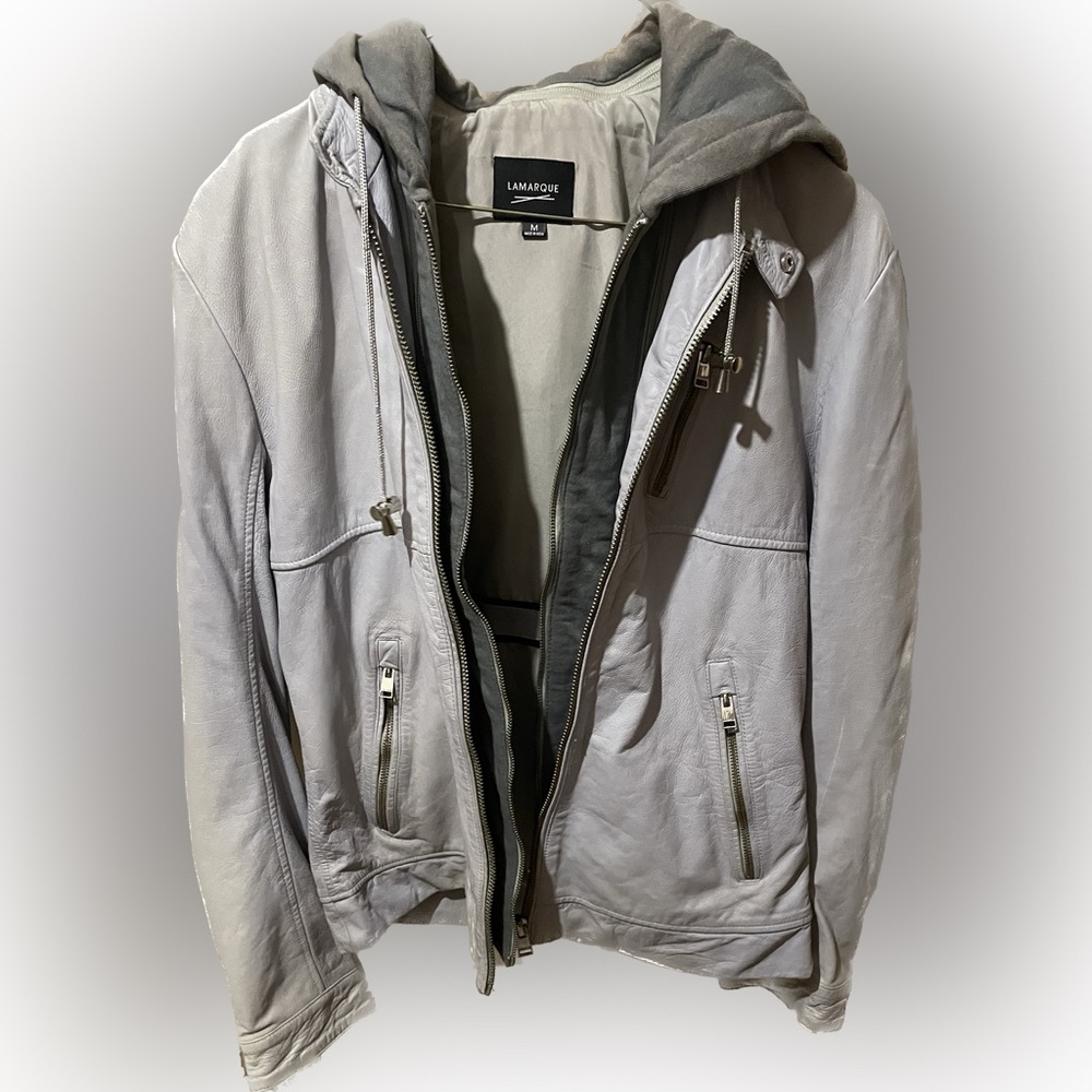 Men’s Lamarque Hooded Genuine Leather Jacket